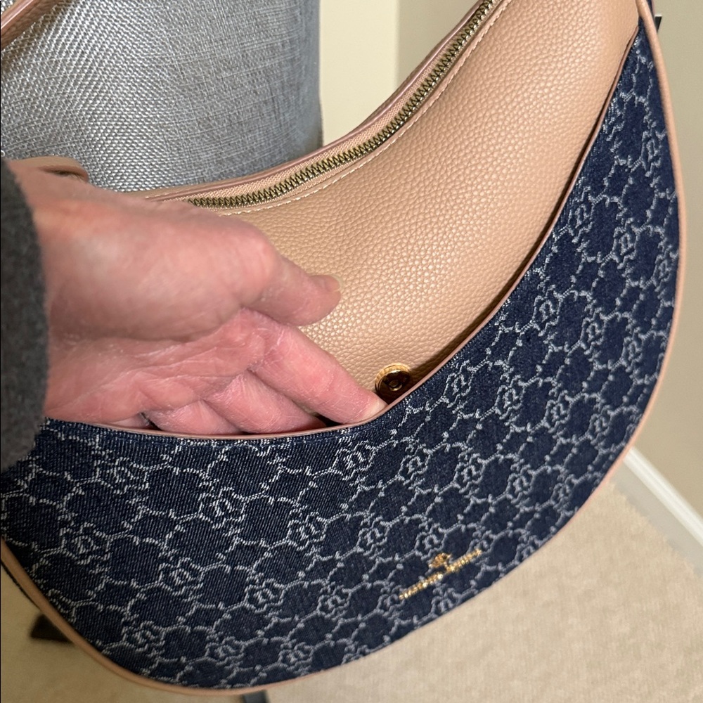 Nanette Lepore Blue Patterned Shoulder Bag. Removeable  handle & crossbody strap - Picture 16 of 16